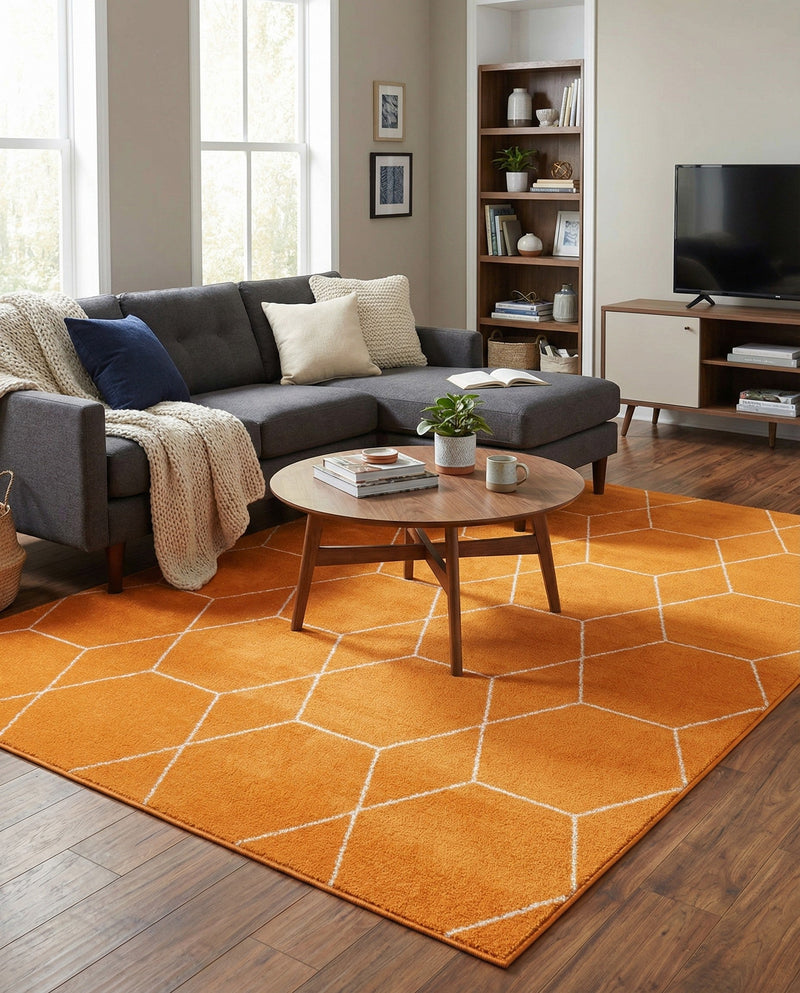 Trellis Mosaic Collection Area Rug - Arborville (Orange) Rectangle Orange  lifestyle 9