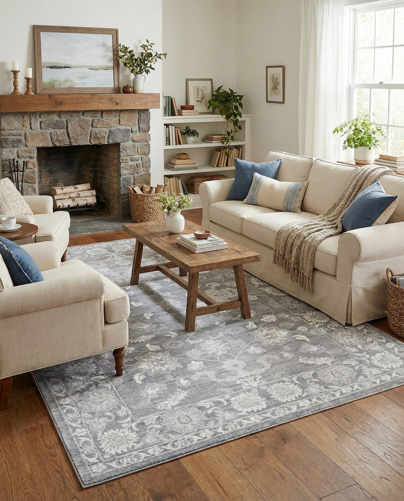 Charleston Elegance Collection Area Rug -  Seaport (Gray) Rectangle Gray  lifestyle 7