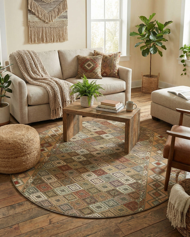 Coastal Terrace Collection Area Rug -  Pelican Round Multi  lifestyle 39