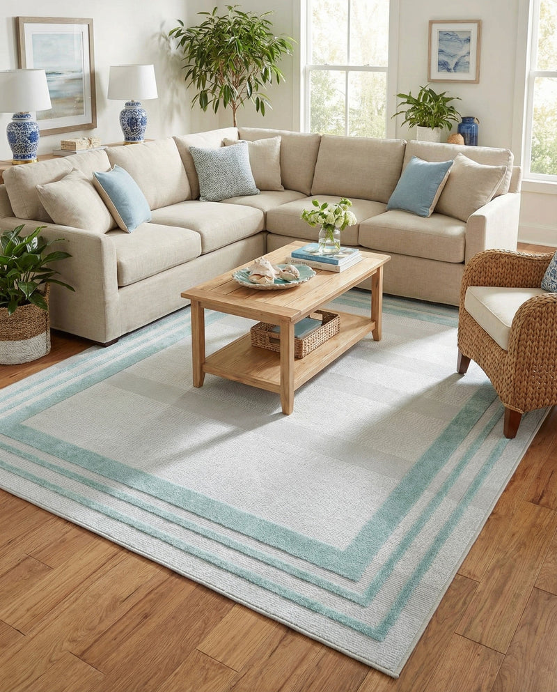 Bahama Breeze Outdoor Collection Area Rug -  Abaco Rectangle Gray Teal  lifestyle 27