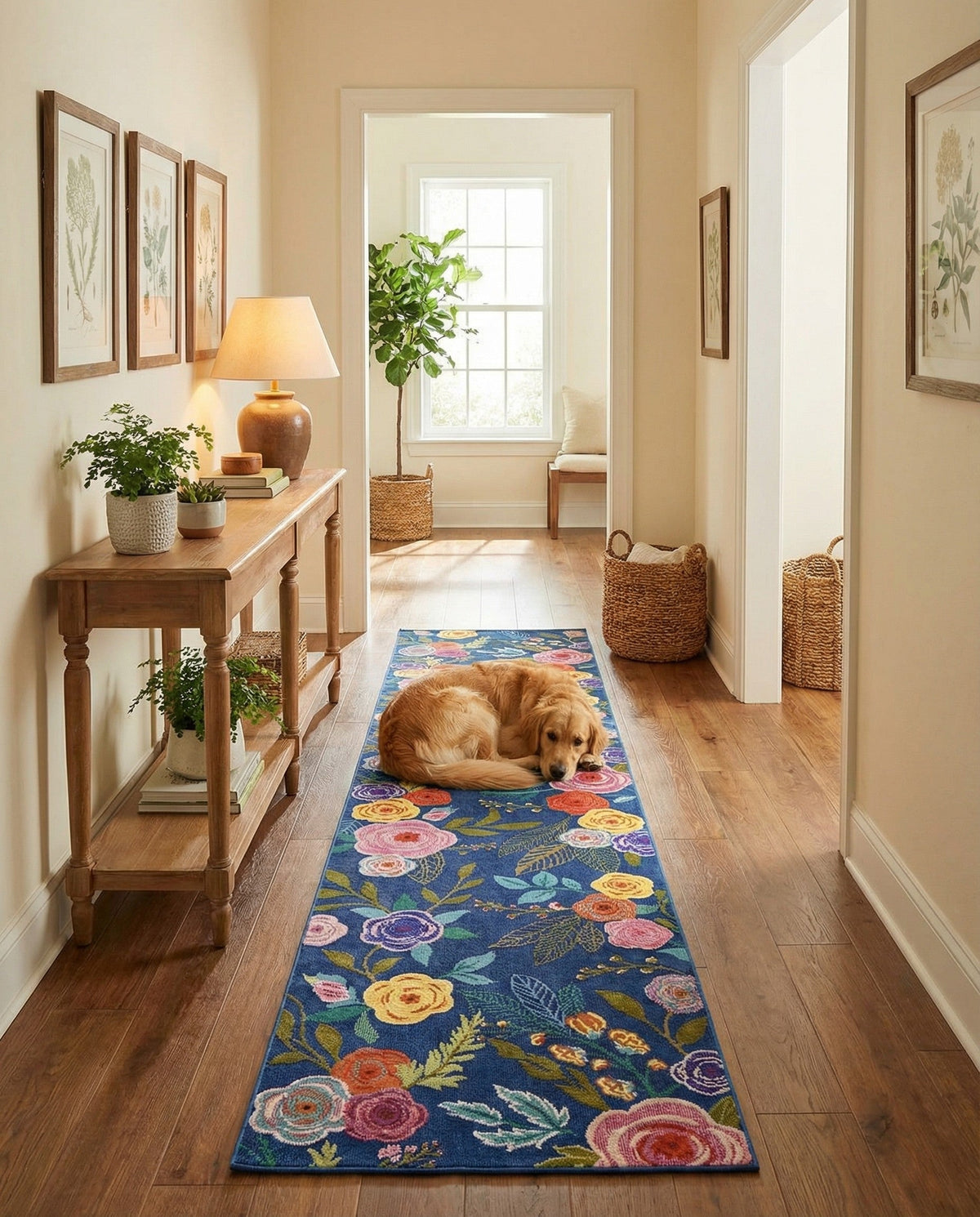 Meadow Breeze Collection Area Rug -  Petal Runner Blue  lifestyle 219