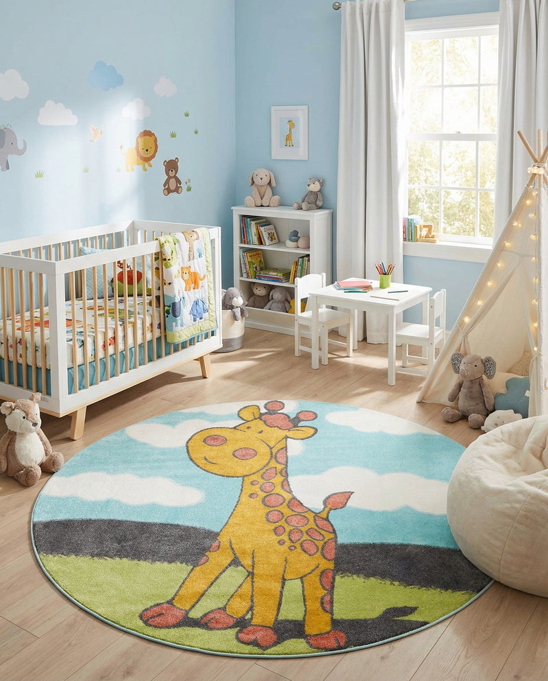 Wonder Tykes Collection Area Rug -  Frolic Round Blue  lifestyle 48