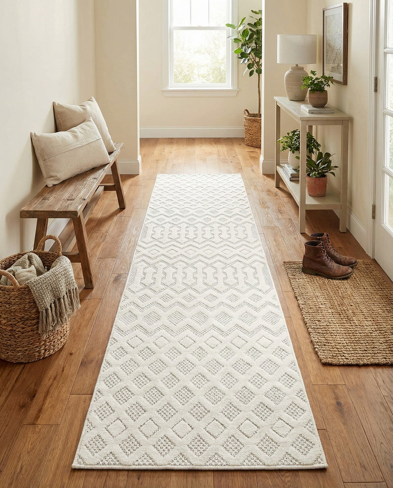 Garden Lattice Charm Collection Area Rug -  Pergola (Ivory) Runner Ivory  lifestyle 57