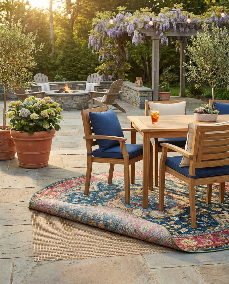 All-Weather Floor Shield Collection Rug Pad - Terracotta Round Brown  lifestyle 44