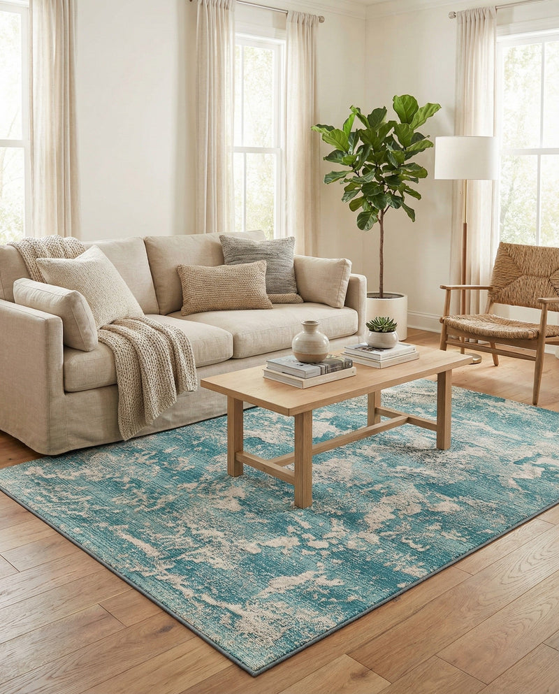 Urban Terrace Collection Area Rug -  Gazebo Rectangle Aqua Blue  lifestyle 21
