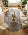 Woven Seaside Jute Collection Area Rug - Coastalhaven (Gray) Oval Gray  lifestyle 15