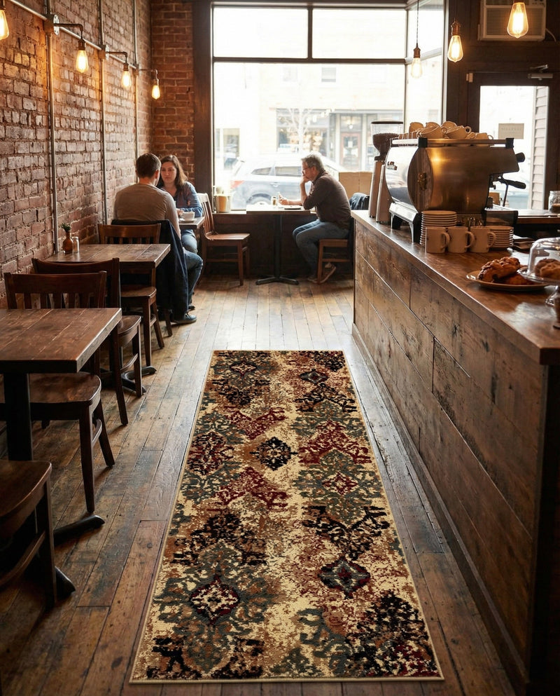 Bistro Lounge Collection Area Rug -  Piccolo Runner Beige  lifestyle 79