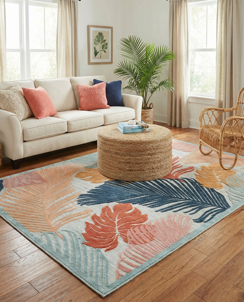 Seaside Blooms Collection Area Rug -  Tranquil Rectangle Multi  lifestyle 32