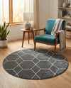 Trellis Mosaic Collection Area Rug - Arborville (Dark Gray) Round Dark Gray  lifestyle 58