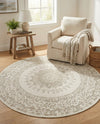 Patio Heritage Collection Area Rug -  Lafayette (Gray) Round Gray  lifestyle 59