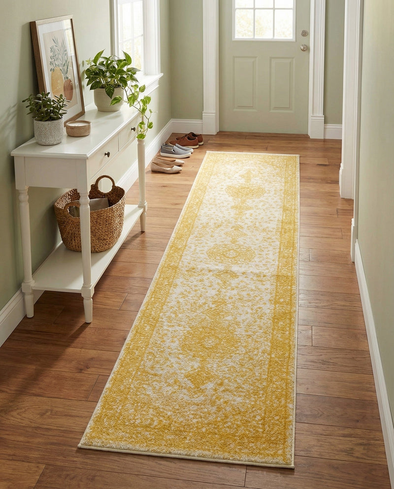 Dover Terrace Collection Area Rug - Marina (Yellow) Runner Yellow  lifestyle 44