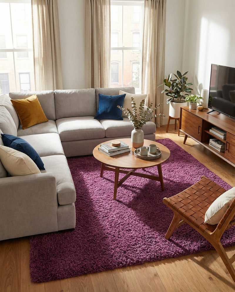 Plush Oasis Collection Area Rug - Serenity (Eggplant Purple) Square Eggplant Purple  lifestyle 47
