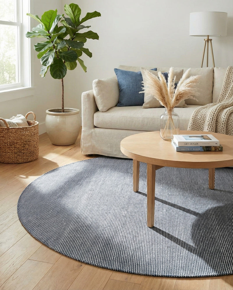 Jill Zarin Sedona Oasis Outdoor Collection Area Rug - Coconino (Navy Sky) Round Navy Sky  lifestyle 52