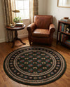 Samarkand Elegance Collection Area Rug -  Margilan (Dark Green) Round Dark Green  lifestyle 76