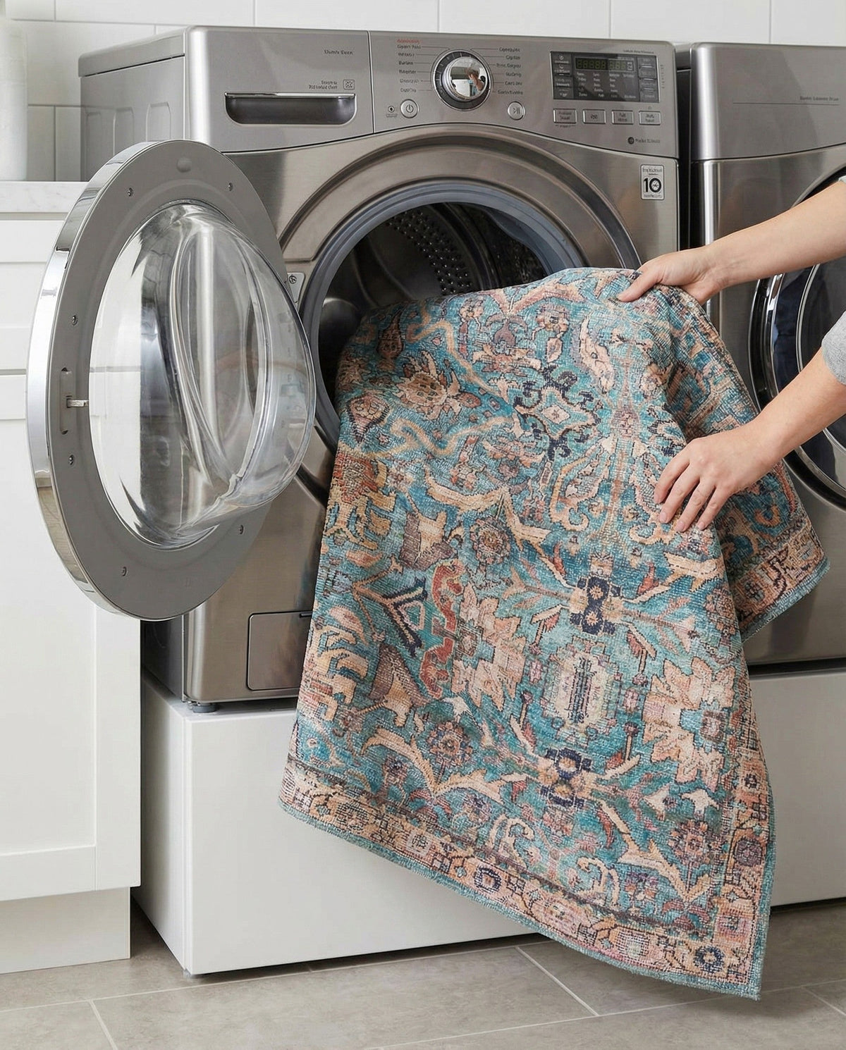 Vintage Memories Collection Area Rug -  Memories Square Blue  lifestyle 97