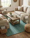 Woven Seaside Jute Collection Area Rug - Savannah (Turquoise) Rectangle Turquoise  lifestyle 11