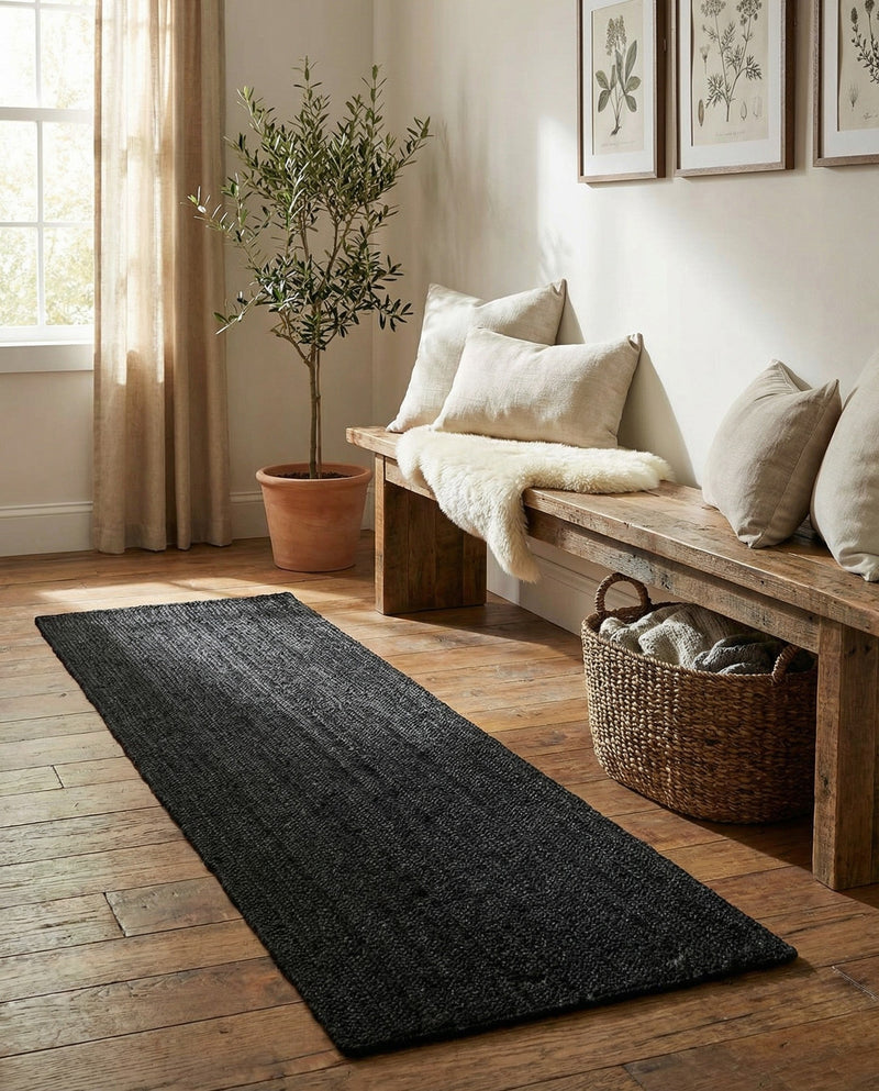 Woven Seaside Jute Collection Area Rug - Martha's Runner Black  lifestyle 63