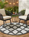 Urban Terrace Collection Area Rug -  Hudson Round Black and White  lifestyle 57