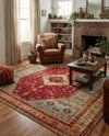 Patio Heritage Collection Area Rug -  Arbor Square Red Green Blue  lifestyle 67