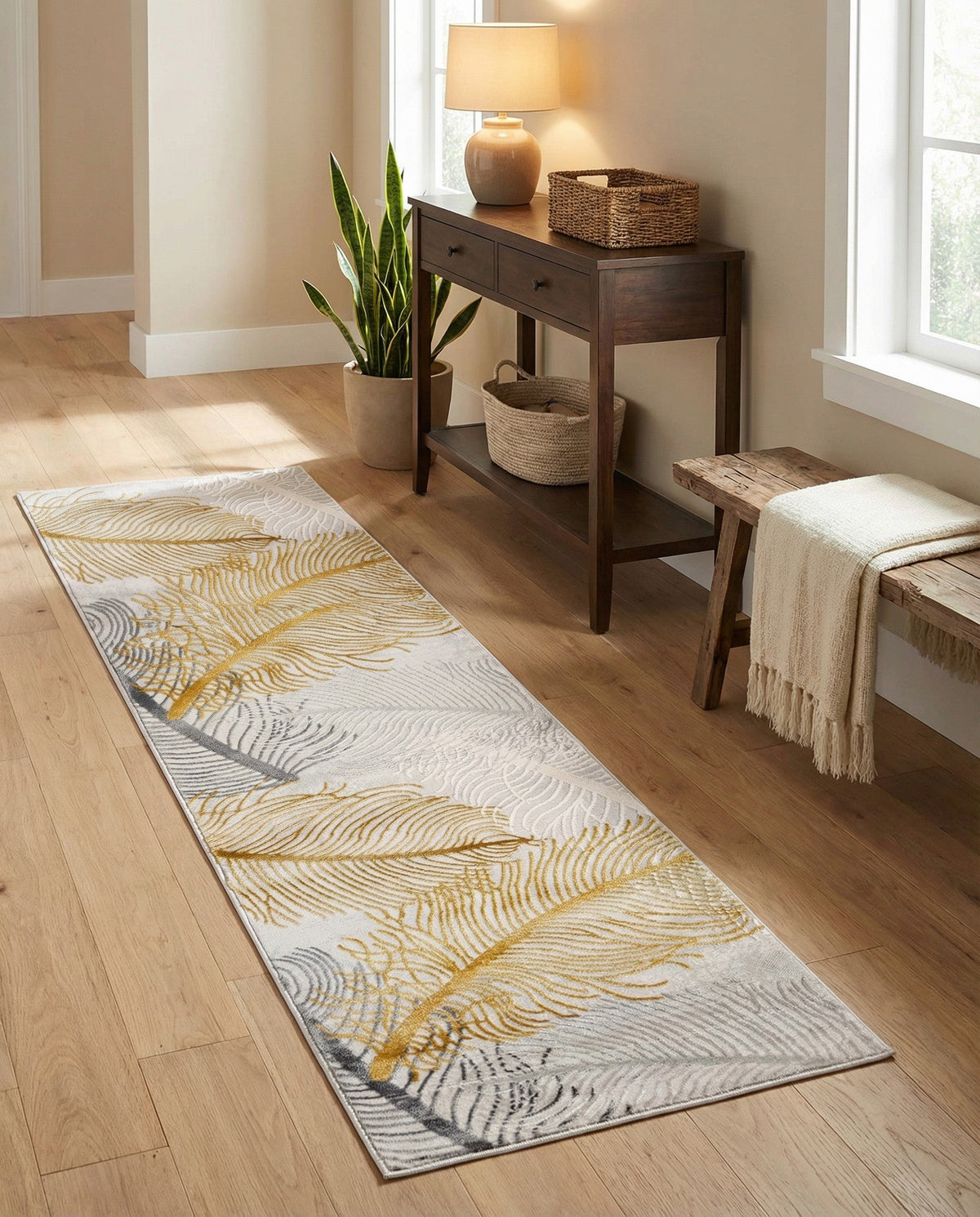 Bloomsbury Elegance Collection Area Rug -  Westminster Runner Yellow Gray  lifestyle 123