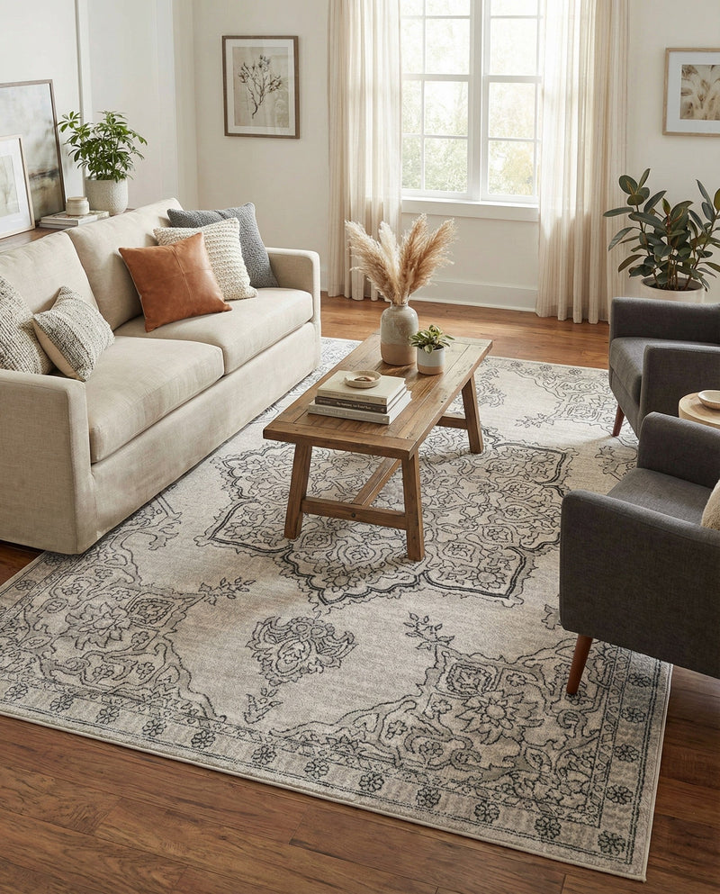 Mykonos Manor Collection Area Rug -  Tinos (Ivory) Rectangle Ivory  lifestyle 7