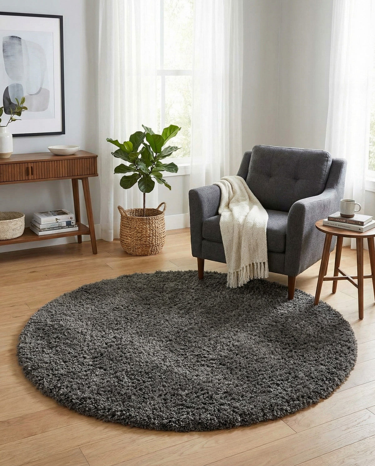 Majestic Manor Collection Area Rug - Versailles (Slate) Round Slate  lifestyle 84