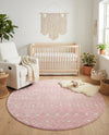 Mediterranean Lattice Collection Area Rug - Santorini (Pink) Round Pink  lifestyle 71