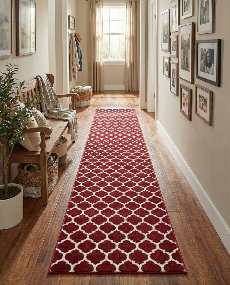 Lattice Gardens Collection Area Rug -  Bloomfield (Dark Terracotta) Runner Dark Terracotta  lifestyle 65