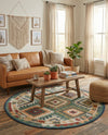 Coastal Terrace Collection Area Rug -  Sandbar Round Green  lifestyle 85