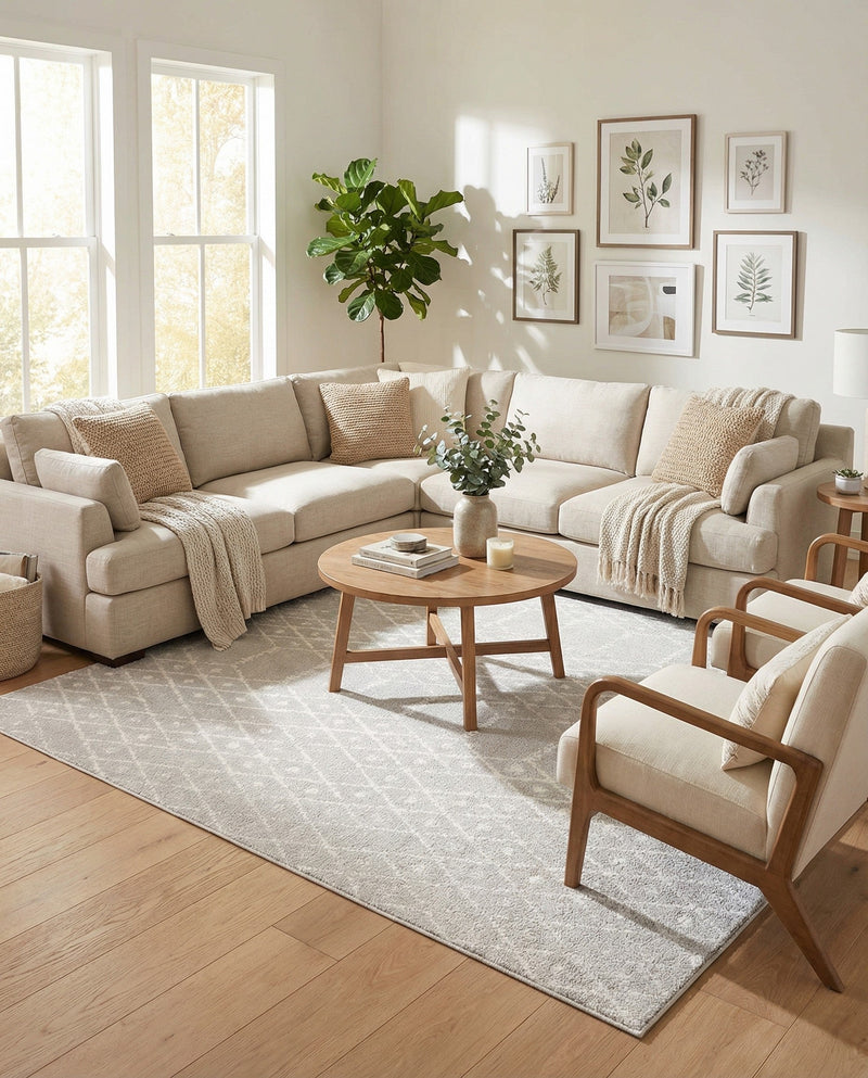Marrakesh Lattice Collection Area Rug - Casablanca (Light Gray) Rectangle Light Gray  lifestyle 27