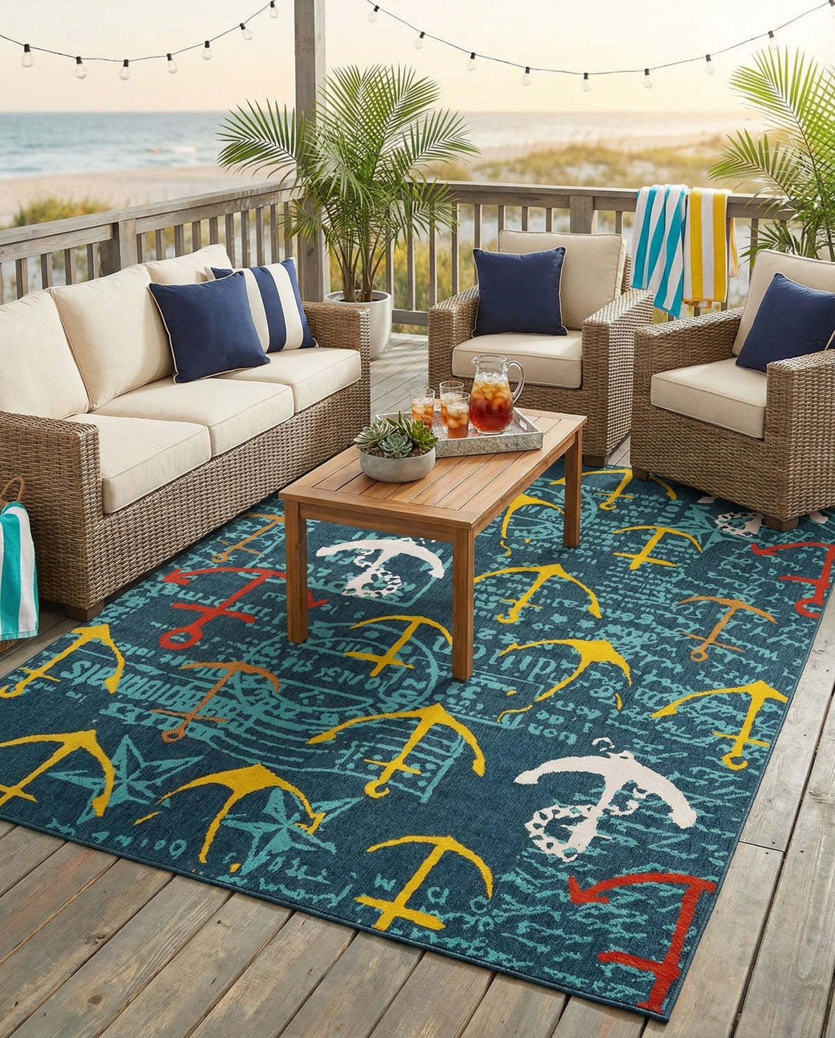 Seaside Haven Rugs Collection Area Rug -  Lighthouse Rectangle Navy Blue  lifestyle 26