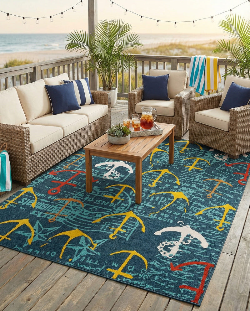 Seaside Haven Rugs Collection Area Rug -  Lighthouse Rectangle Navy Blue  lifestyle 26