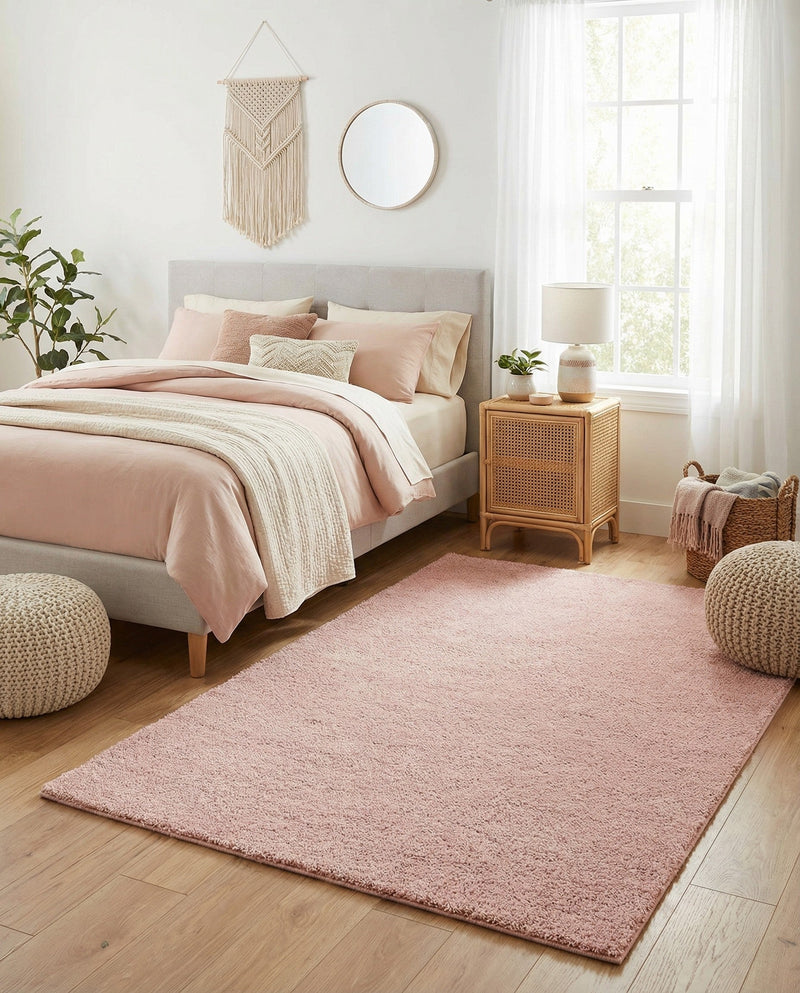 Solid Shag Seaside Collection Area Rug - Azure Cove (Pink) Rectangle Pink  lifestyle 15