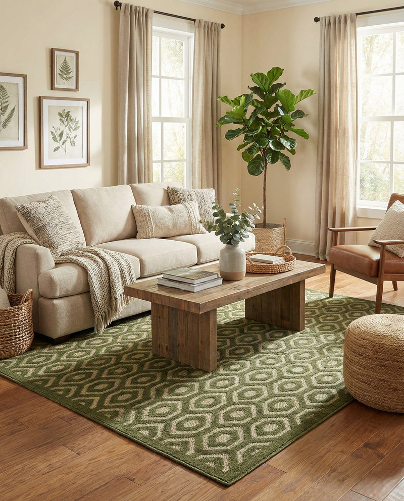 Garden Lattice Charm Collection Area Rug - Arbor (Green) Rectangle Green  lifestyle 5