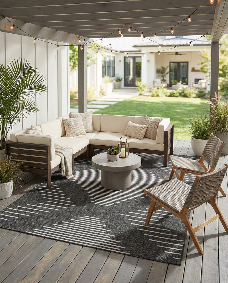 Urban Terrace Collection Area Rug -  Chelsea (Charcoal Gray) Rectangle Charcoal Gray  lifestyle 19