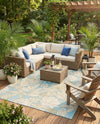 Seaside Blooms Collection Area Rug -  Shalimar Rectangle Soft Blue  lifestyle 9