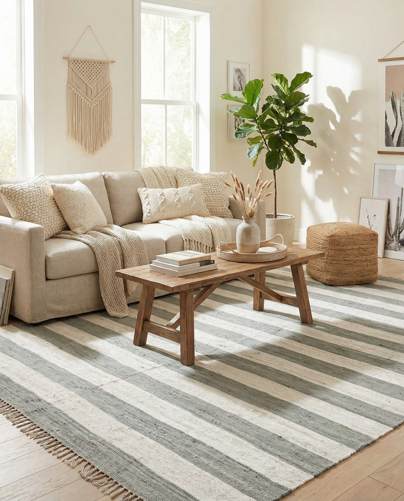 Tassel Trail Collection Area Rug - Pathway (Gray) Rectangle Gray  lifestyle 7