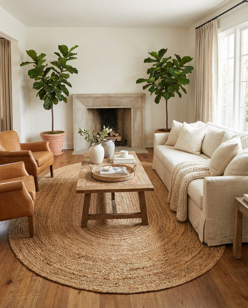 Woven Seaside Elegance Collection Area Rug - Coastline Oval Natural  lifestyle 52