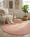 Woven Seaside Jute Collection Area Rug - Savannah (Light Pink) Round Light Pink  lifestyle 53