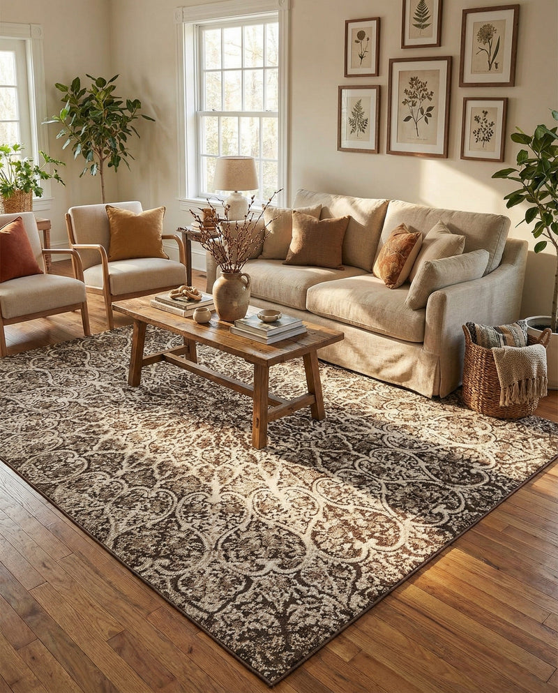 Riviera Elegance Collection Area Rug -  Eze Rectangle Brown  lifestyle 16
