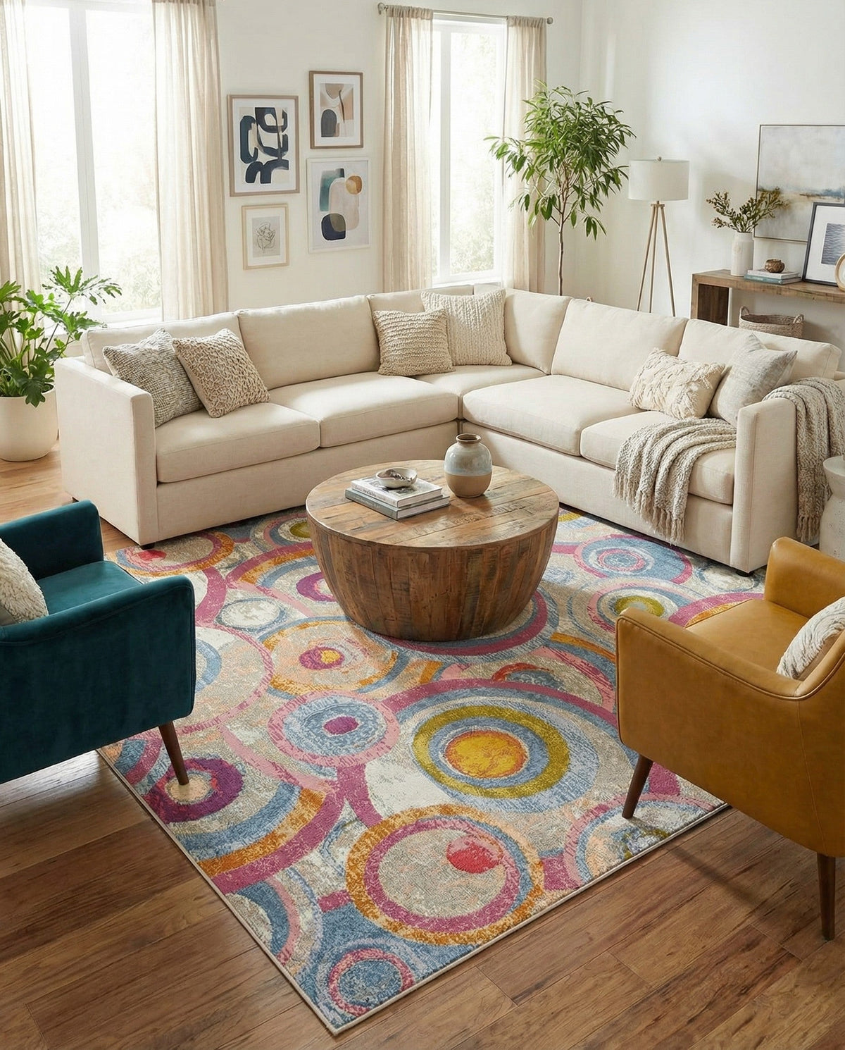 Urban Terrace Collection Area Rug -  Plaza Square Multi  lifestyle 85