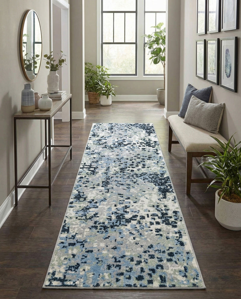 Aegean Elegance Washables Collection Area Rug -  Andros Runner Gray Navy Green  lifestyle 77