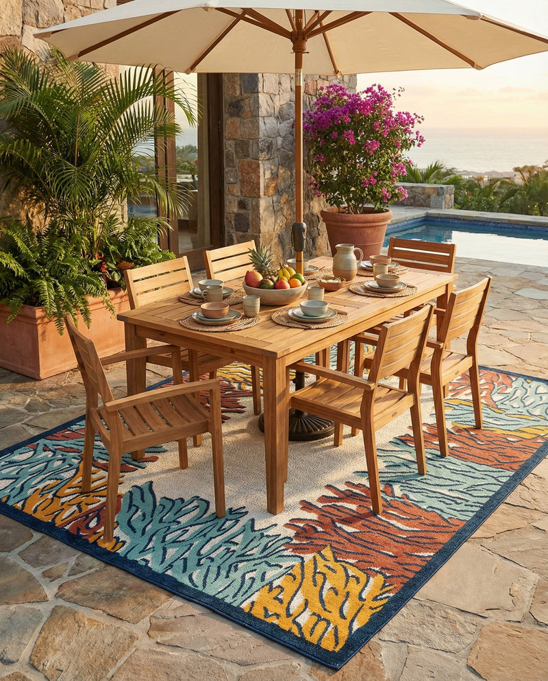 Caribbean Terrace Collection Area Rug -  Tortola Rectangle Multi  lifestyle 4