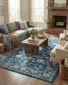 Charleston Elegance Collection Area Rug -  Seaport (Blue) Rectangle Blue  lifestyle 25