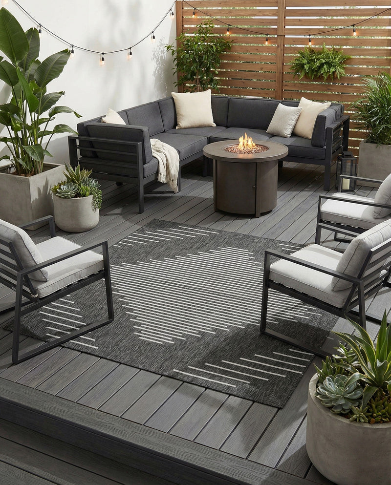 Urban Terrace Collection Area Rug -  Chelsea (Charcoal Gray) Square Charcoal Gray  lifestyle 69