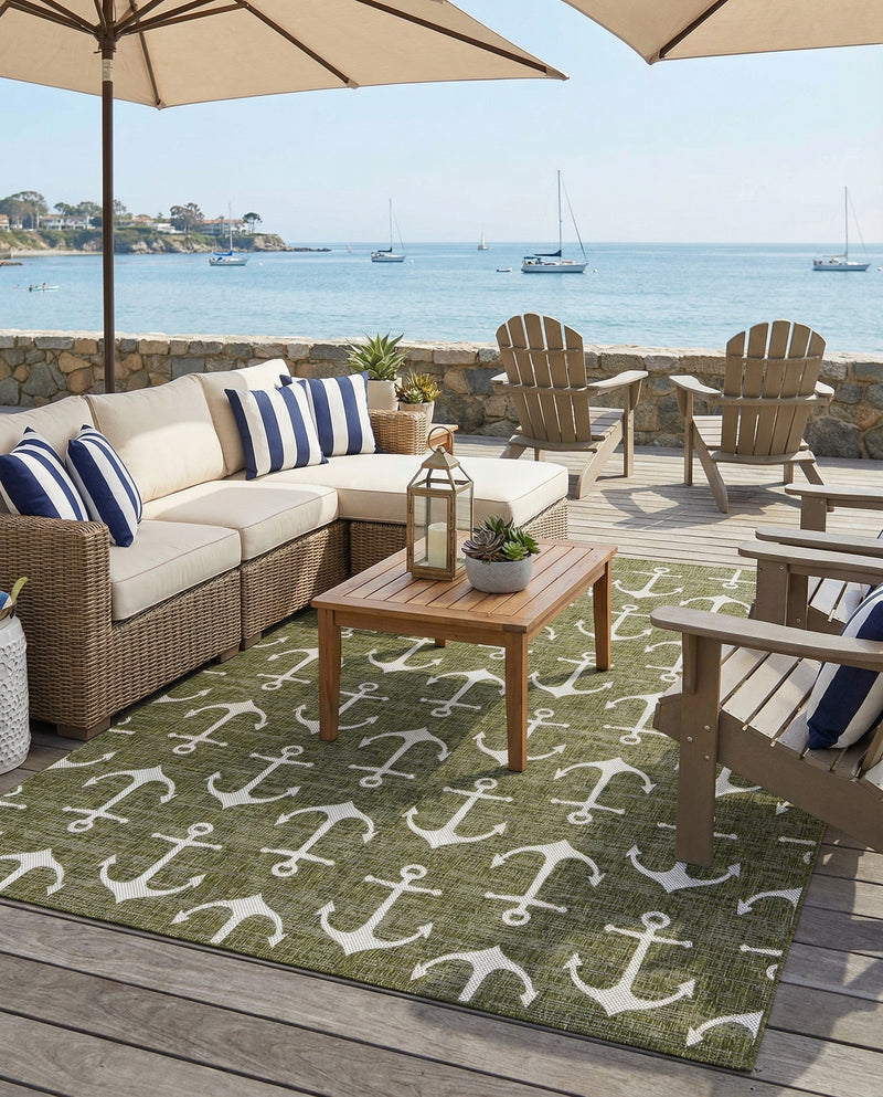 Seaside Haven Rugs Collection Area Rug - Sapphire (Green) Rectangle Green  lifestyle 20