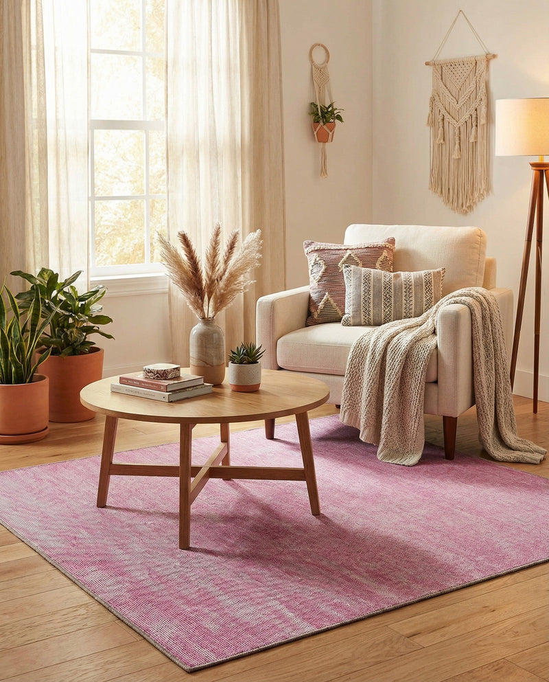 Sahara Essence Collection Area Rug - Oasis (Pink) Square Pink  lifestyle 39