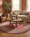 Soho Elegance Collection Area Rug -  Mercer (Red) Round Red  lifestyle 50