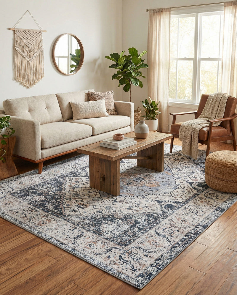 Laguna Sands Collection Area Rug -  Newport Rectangle Linen Charcoal  lifestyle 15