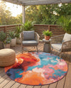 Urban Terrace Collection Area Rug -  Patio Round Gray and Pink  lifestyle 21